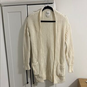 Abercrombie & Fitch Cream Open-Front Ribbed Cardigan